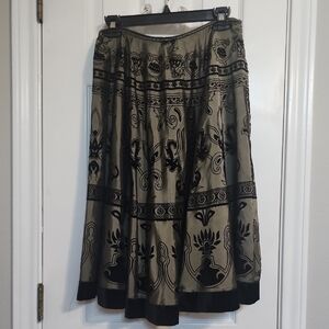 MSK Velvet Black Green Gold Floral Skirt Size Large​​​
